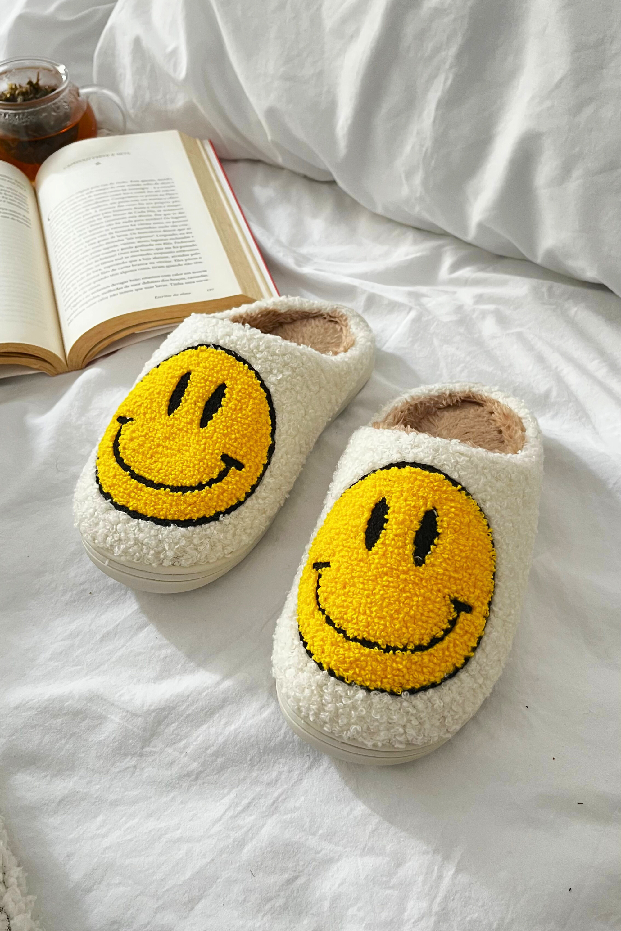 Smile Face Sherpa Slippers