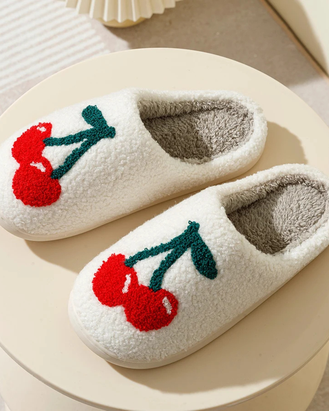 Cherry Sherpa Slippers