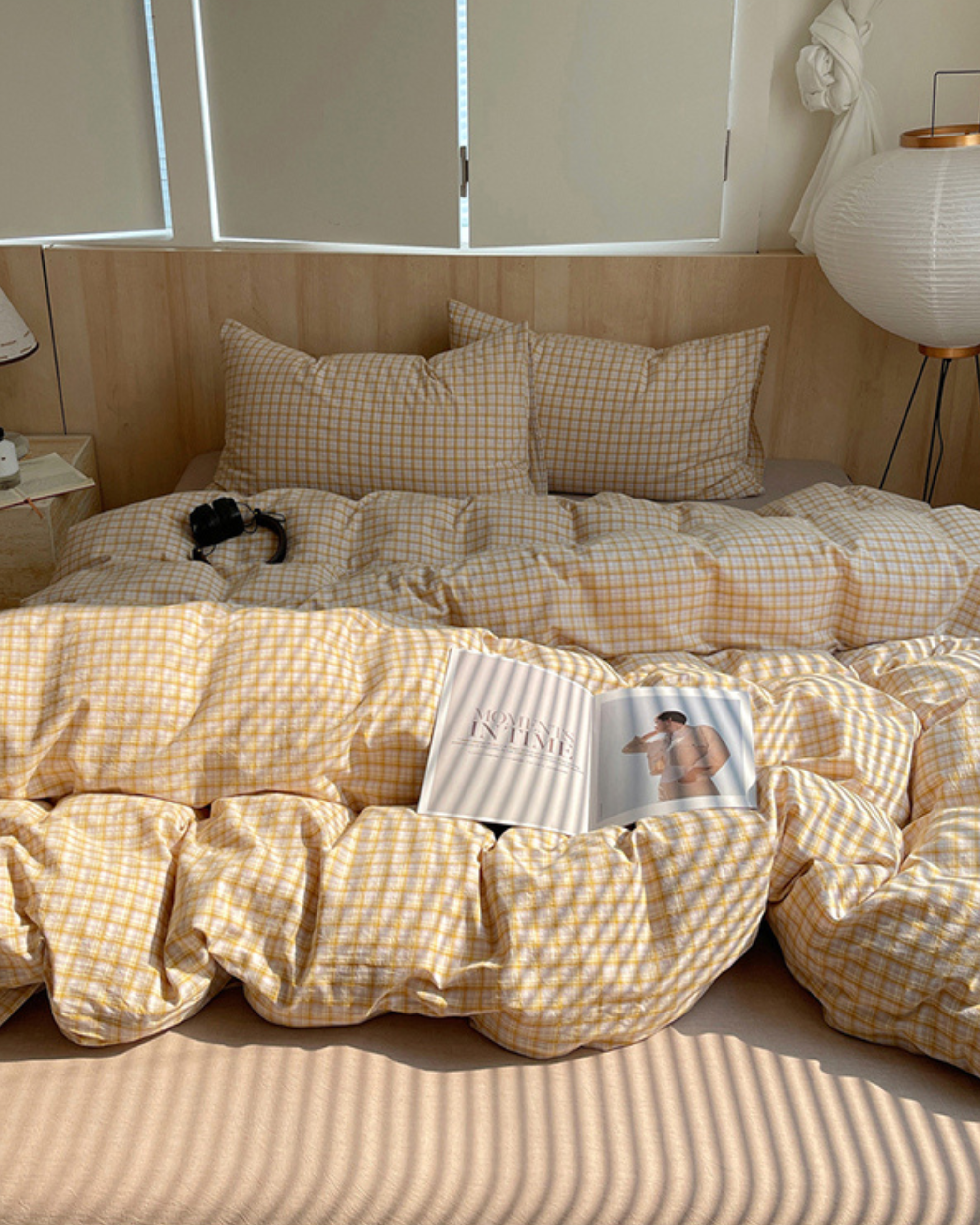 Checkered Cotton Duvet - Limoncello