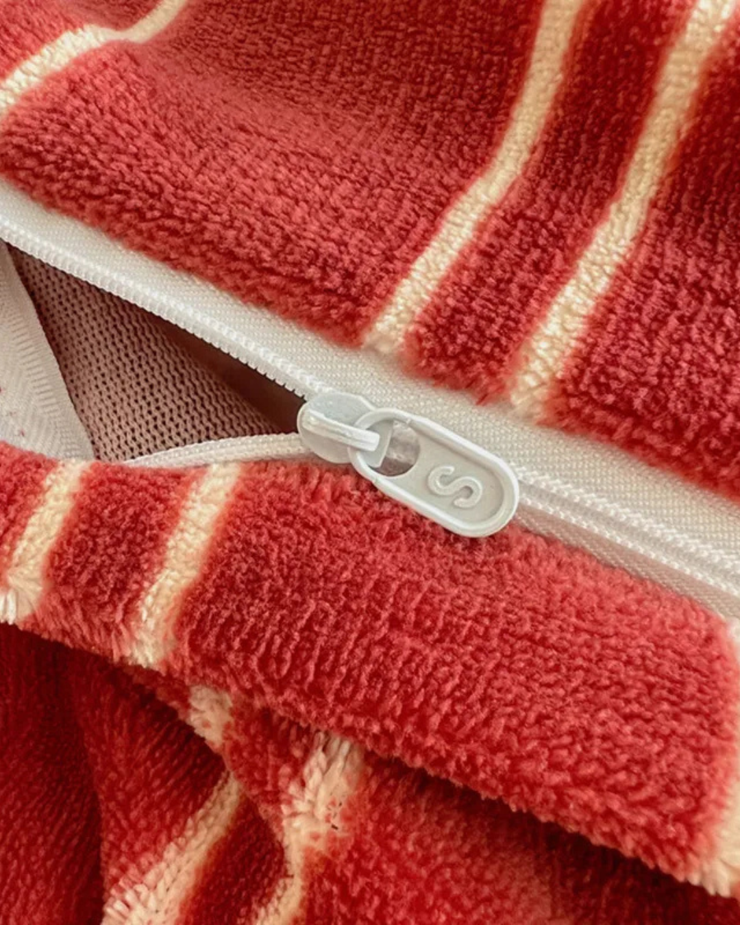 Cherry Striped Fleece Duvet Set 4 Piece