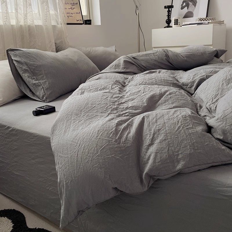 Solid Washed Cotton Duvet - Smoke