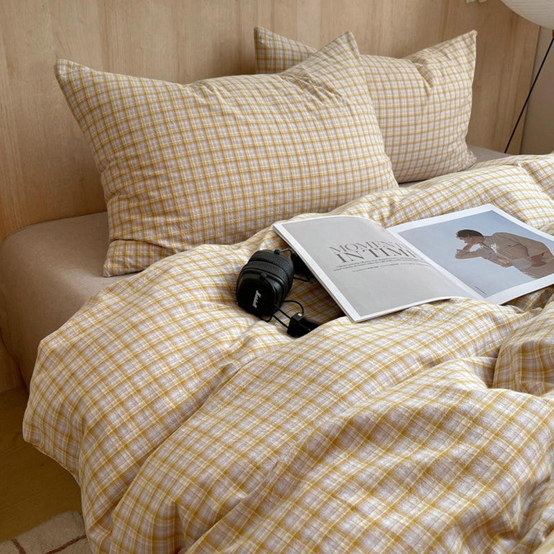 Checkered Cotton Duvet - Limoncello