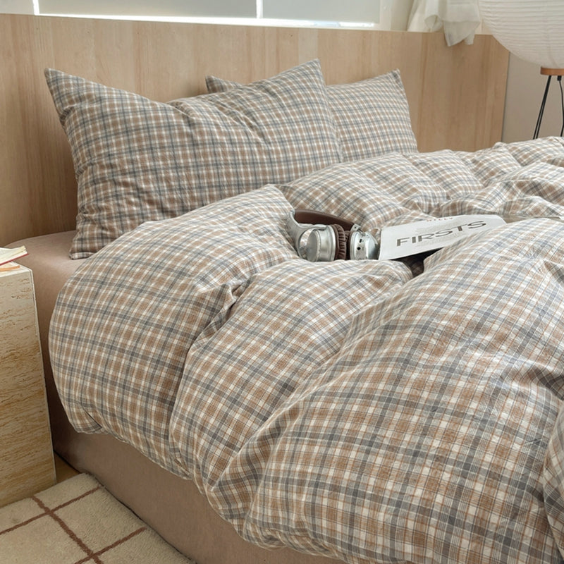 Checkered Cotton Duvet - Mocha