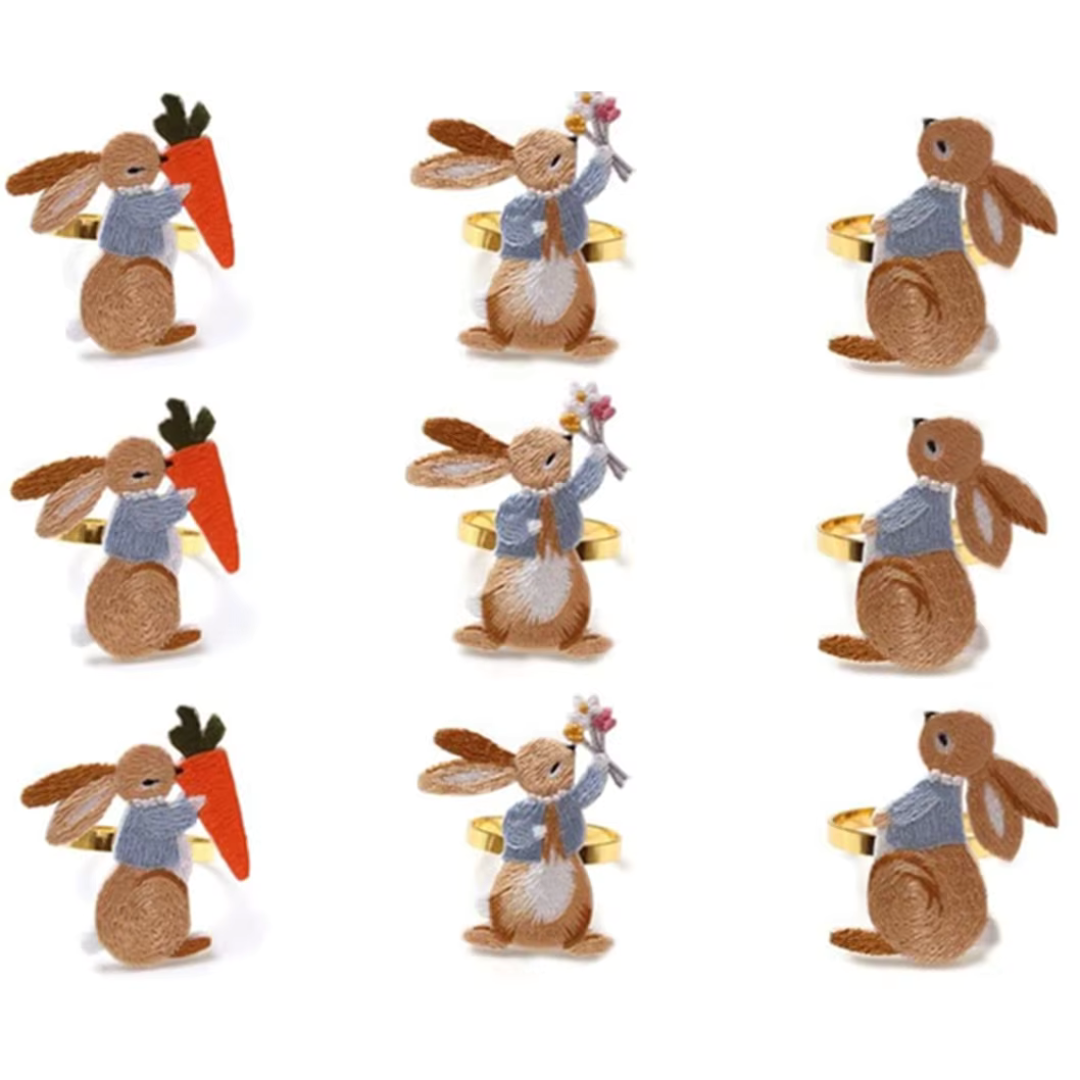 Embroidered Bunny Napkin Ring