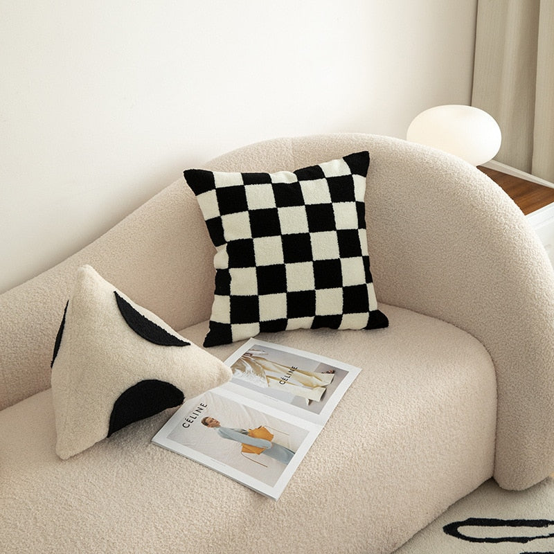 Checkered Boucle Cushion Cover