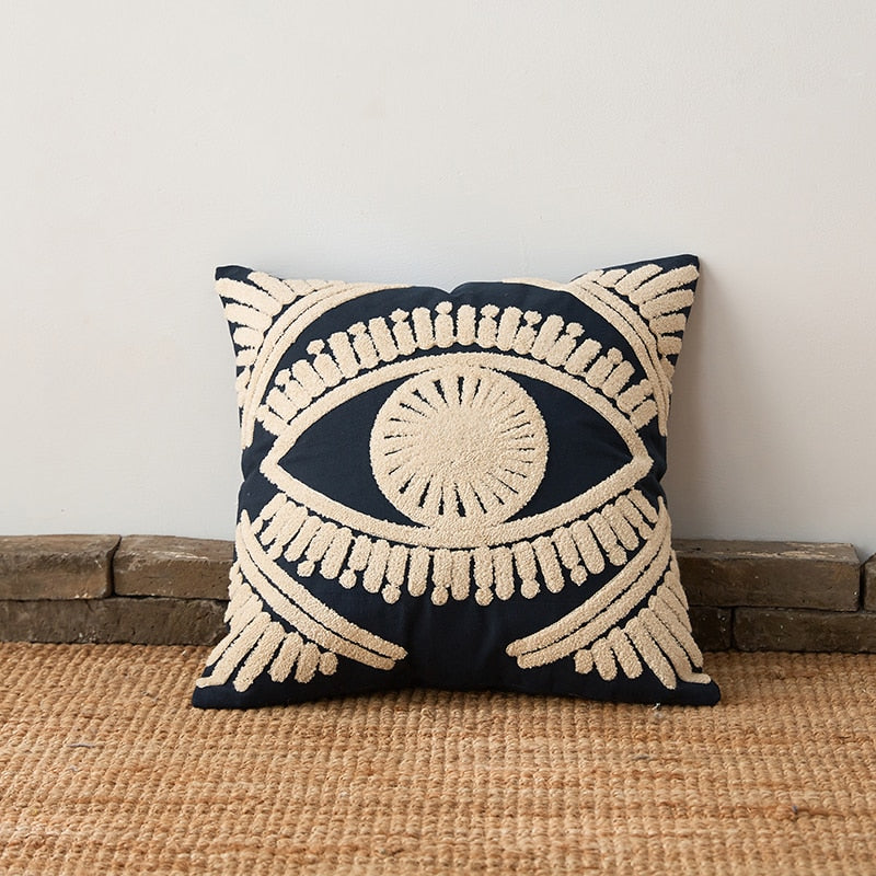 Eye Embroidered Cushion Cover