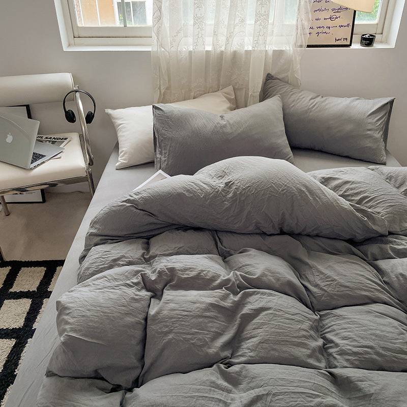 Solid Washed Cotton Duvet - Smoke