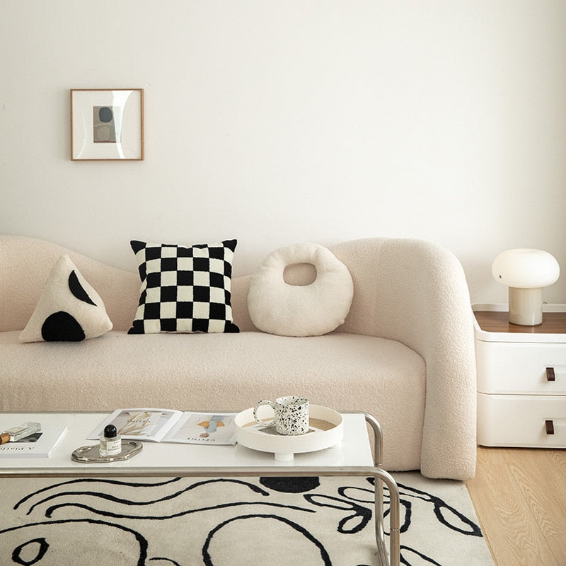 Checkered Boucle Cushion Cover