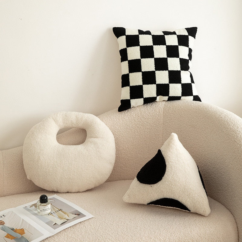 Checkered Boucle Cushion Cover