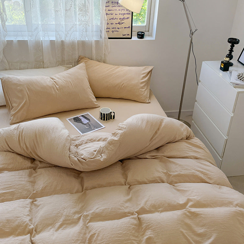 Vanilla Solid Washed Cotton Duvet Cover
