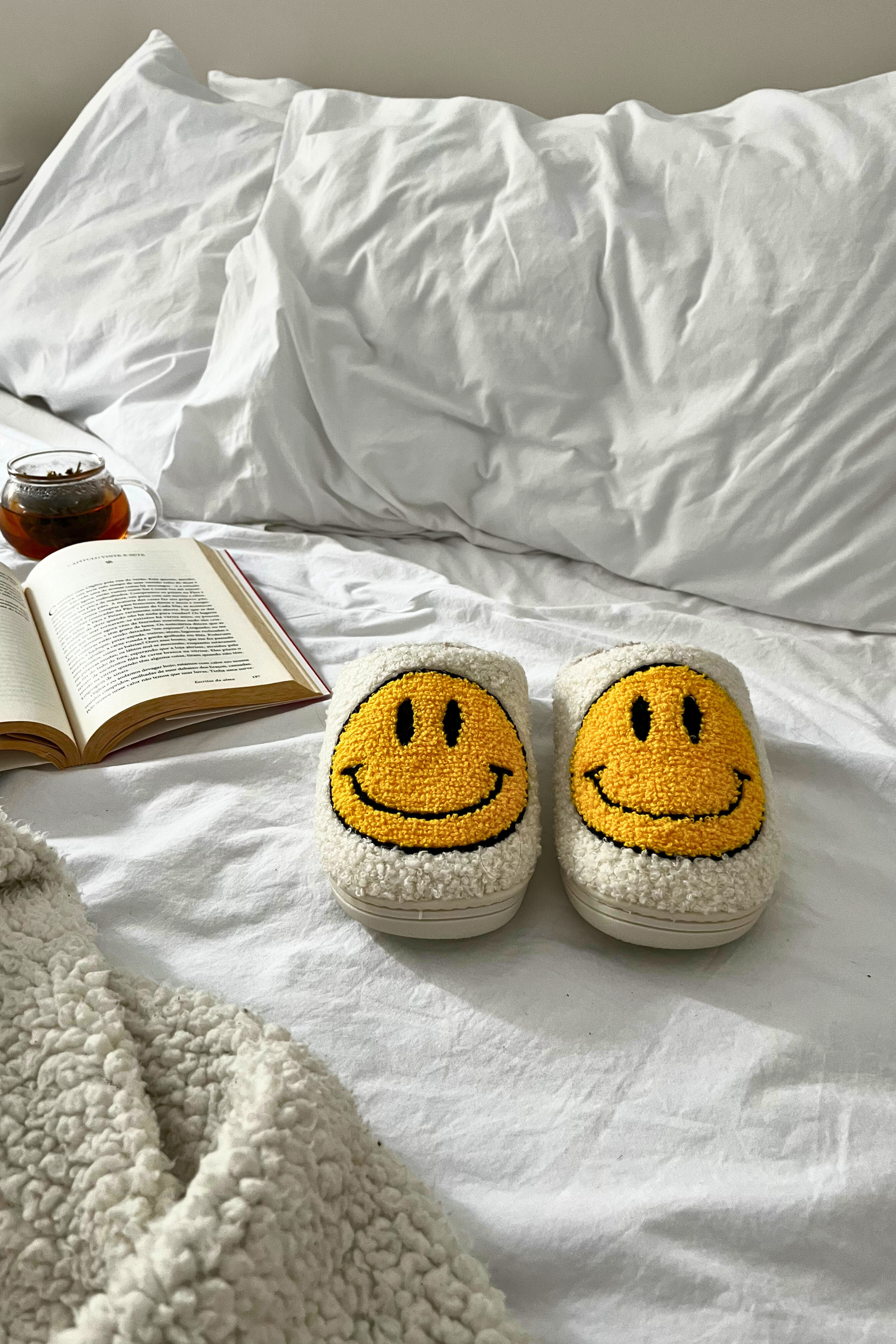 Smile Face Sherpa Slippers