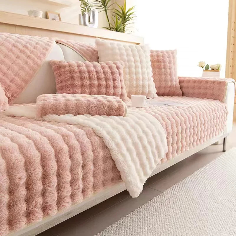 Waffle Faux Fur Sofa Cover