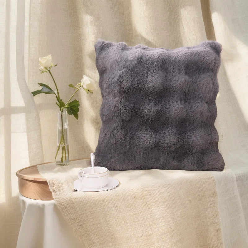 Waffle Faux Fur Cushion Cover
