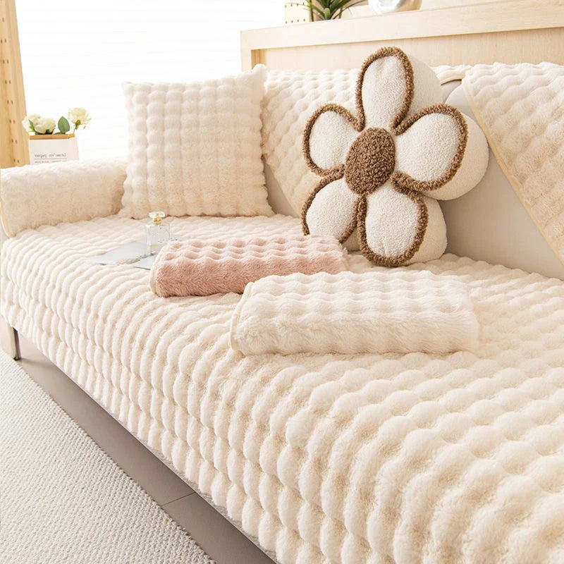 Waffle Faux Fur Sofa Cover