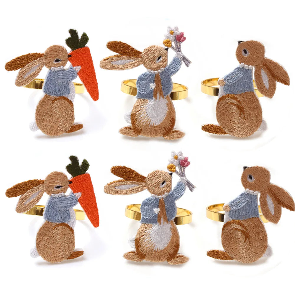 Embroidered Bunny Napkin Ring