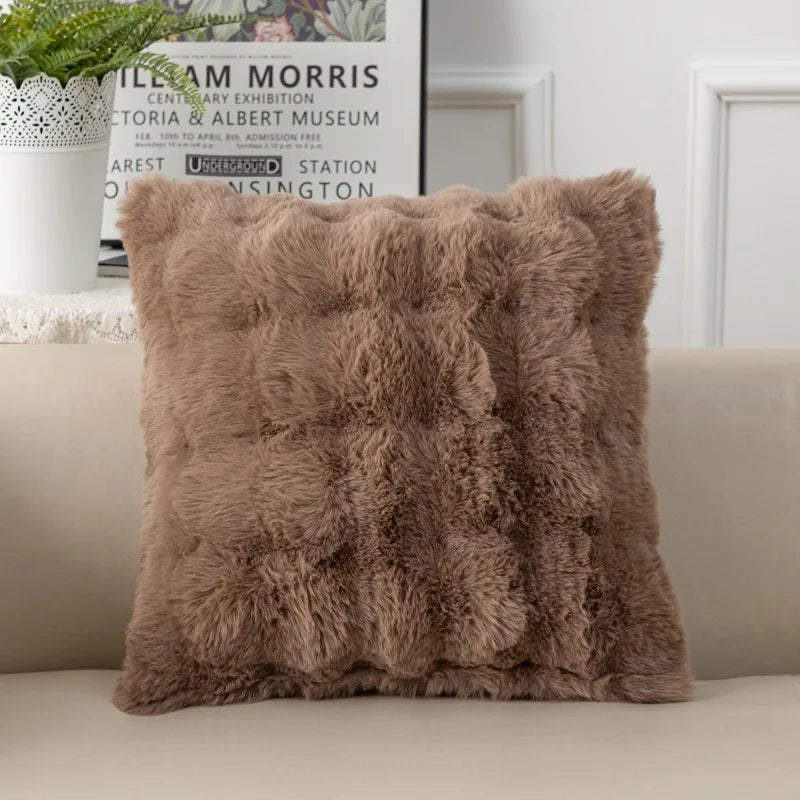 Waffle Faux Fur Cushion Cover