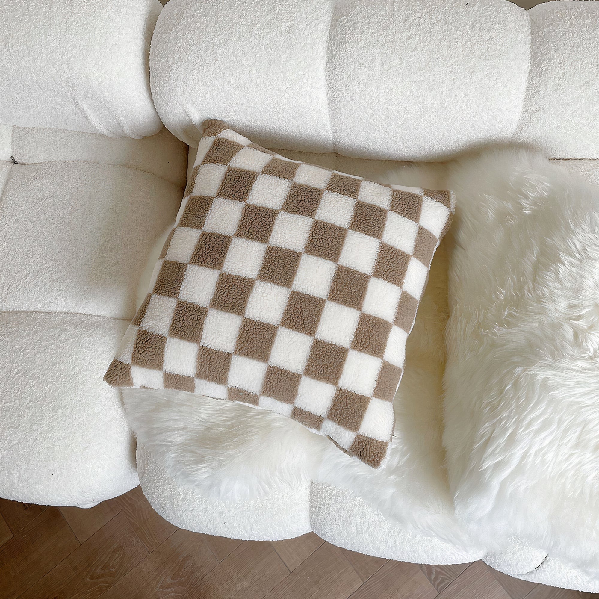 Checkerboard Boucle Cushion Cover