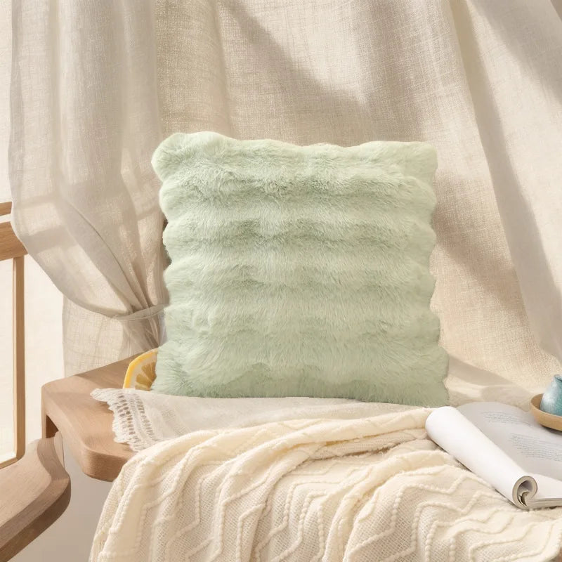 Waffle Faux Fur Cushion Cover