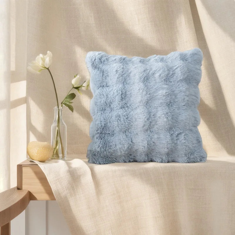 Waffle Faux Fur Cushion Cover