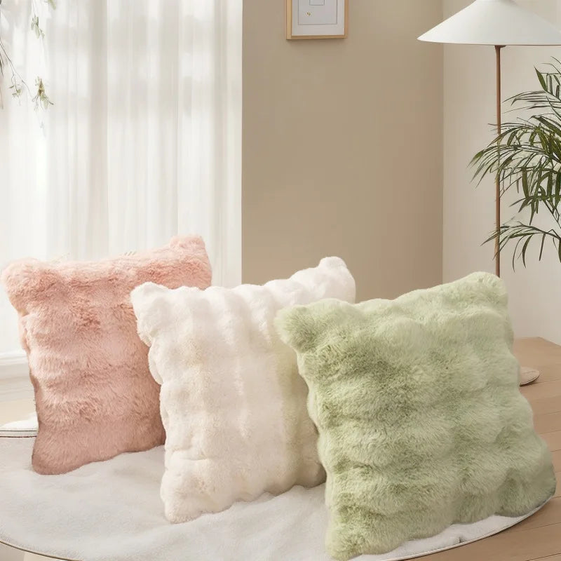 Waffle Faux Fur Cushion Cover