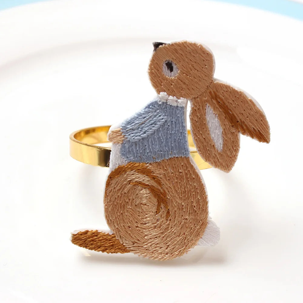 Embroidered Bunny Napkin Ring