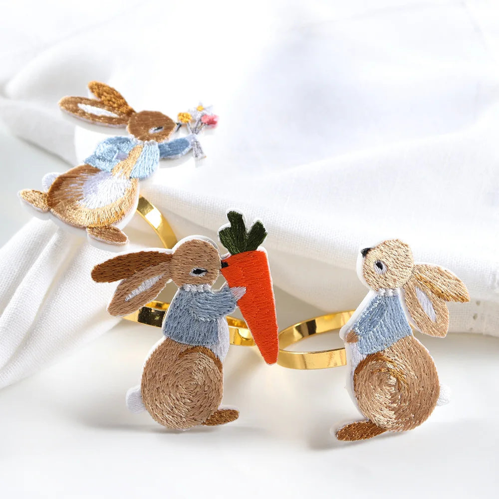Embroidered Bunny Napkin Ring