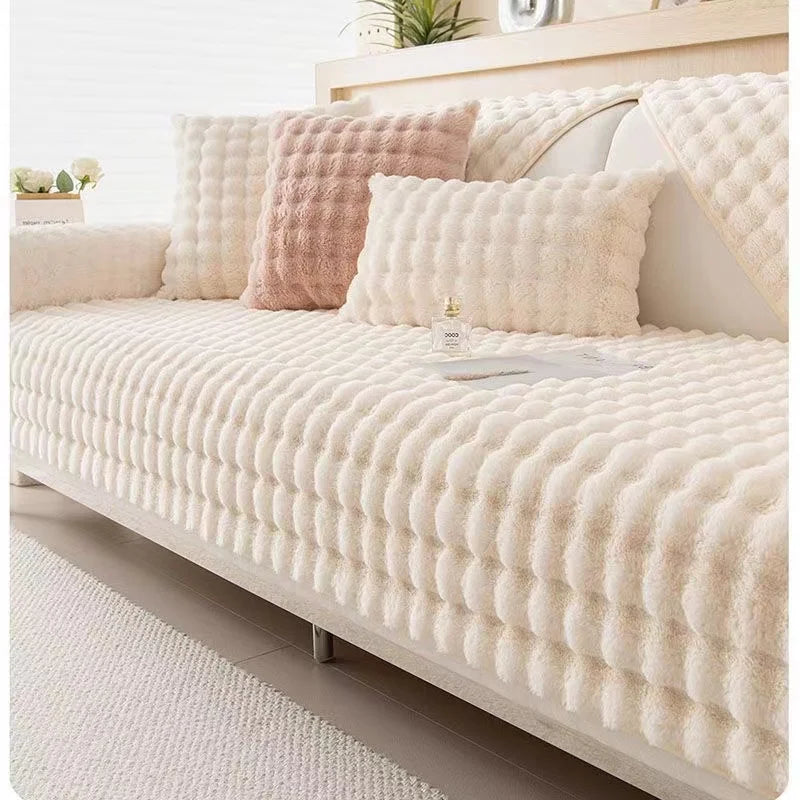 Waffle Faux Fur Sofa Cover