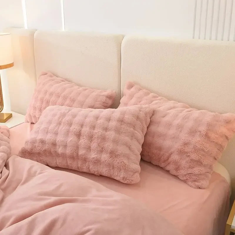 Waffle Faux Fur Pillowcase