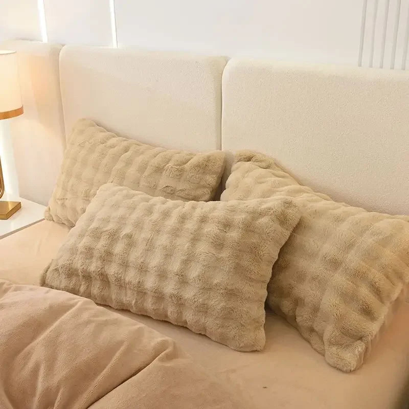 Waffle Faux Fur Pillowcase