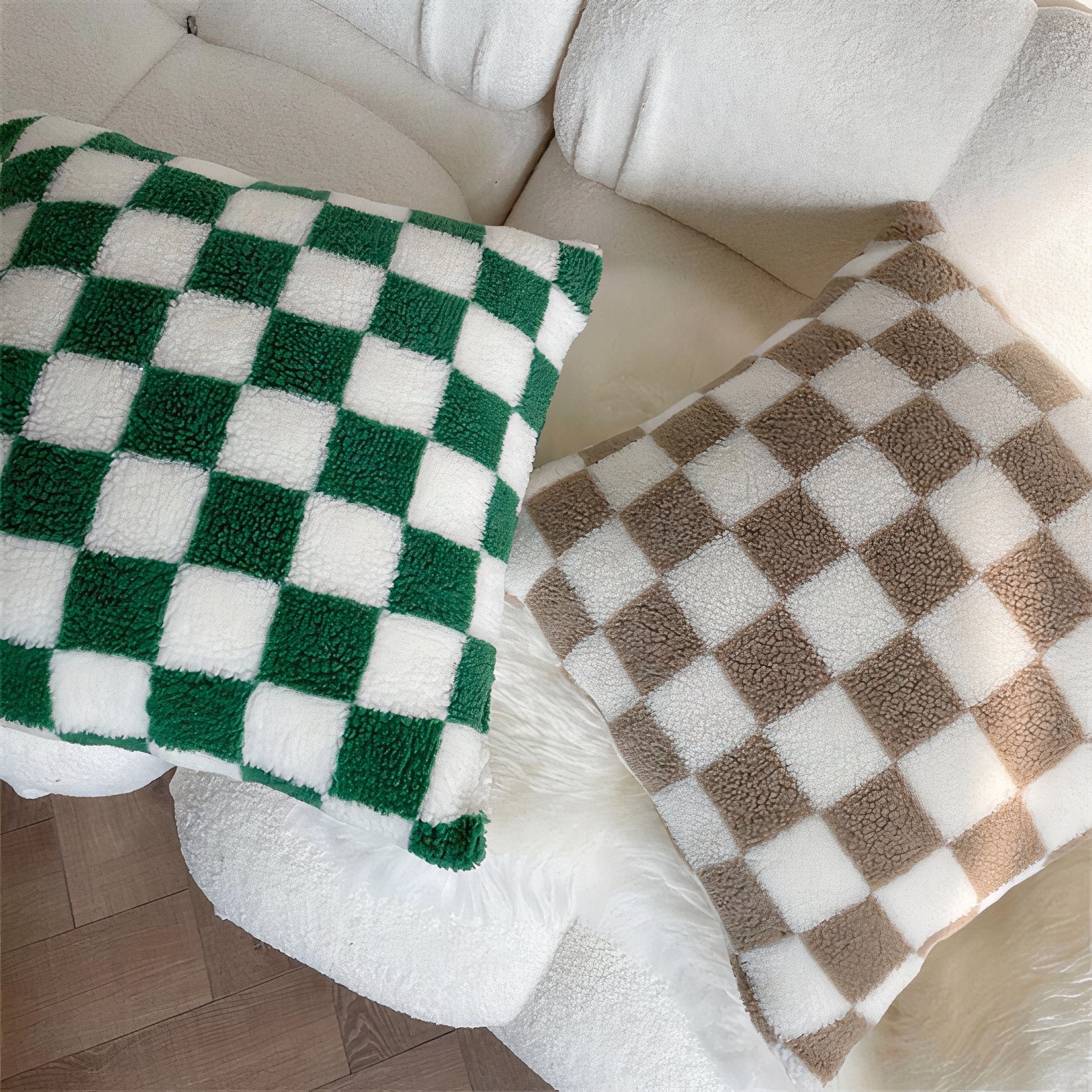 Checkerboard Boucle Cushion Cover