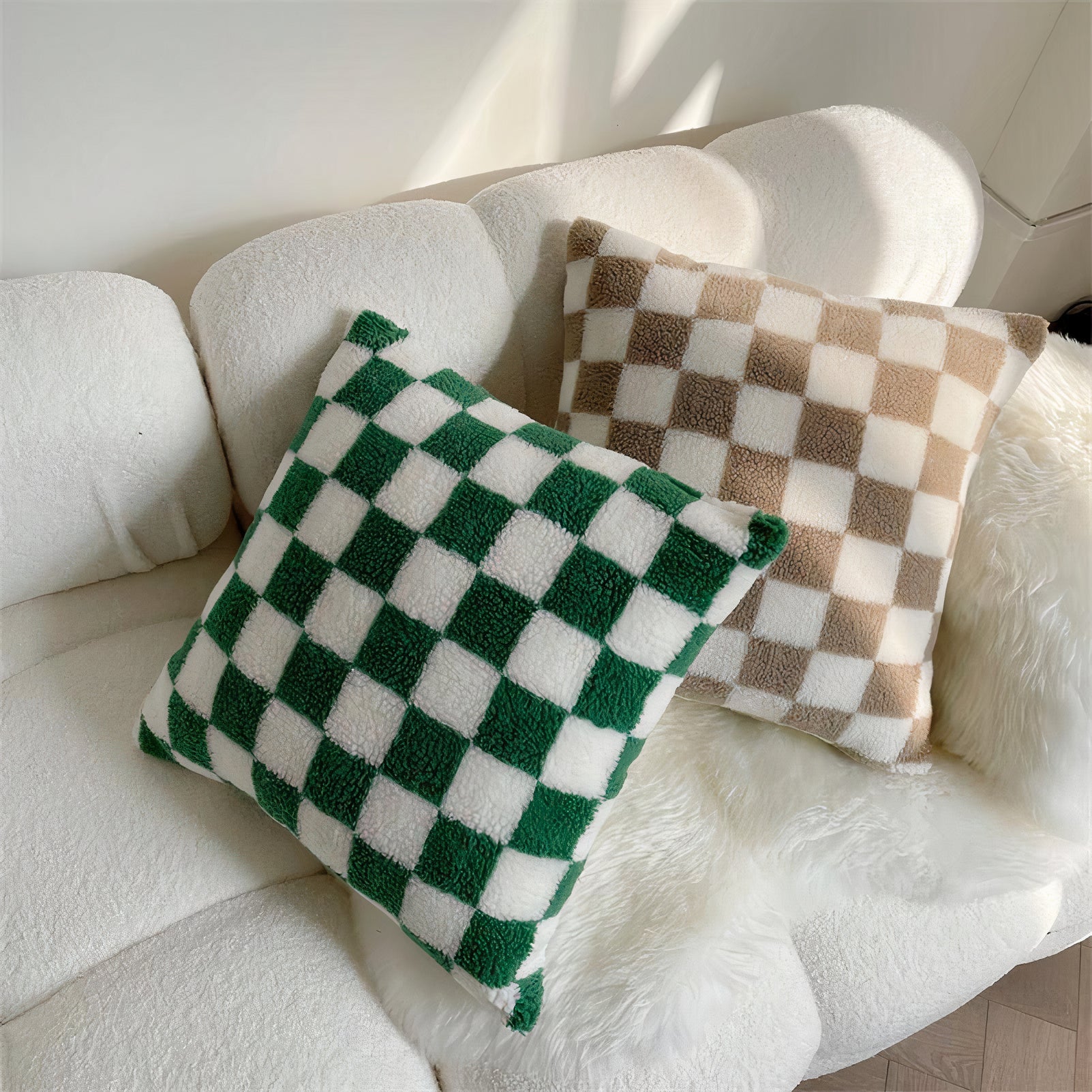 Checkerboard Boucle Cushion Cover