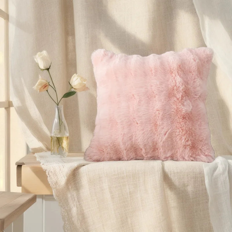 Waffle Faux Fur Cushion Cover