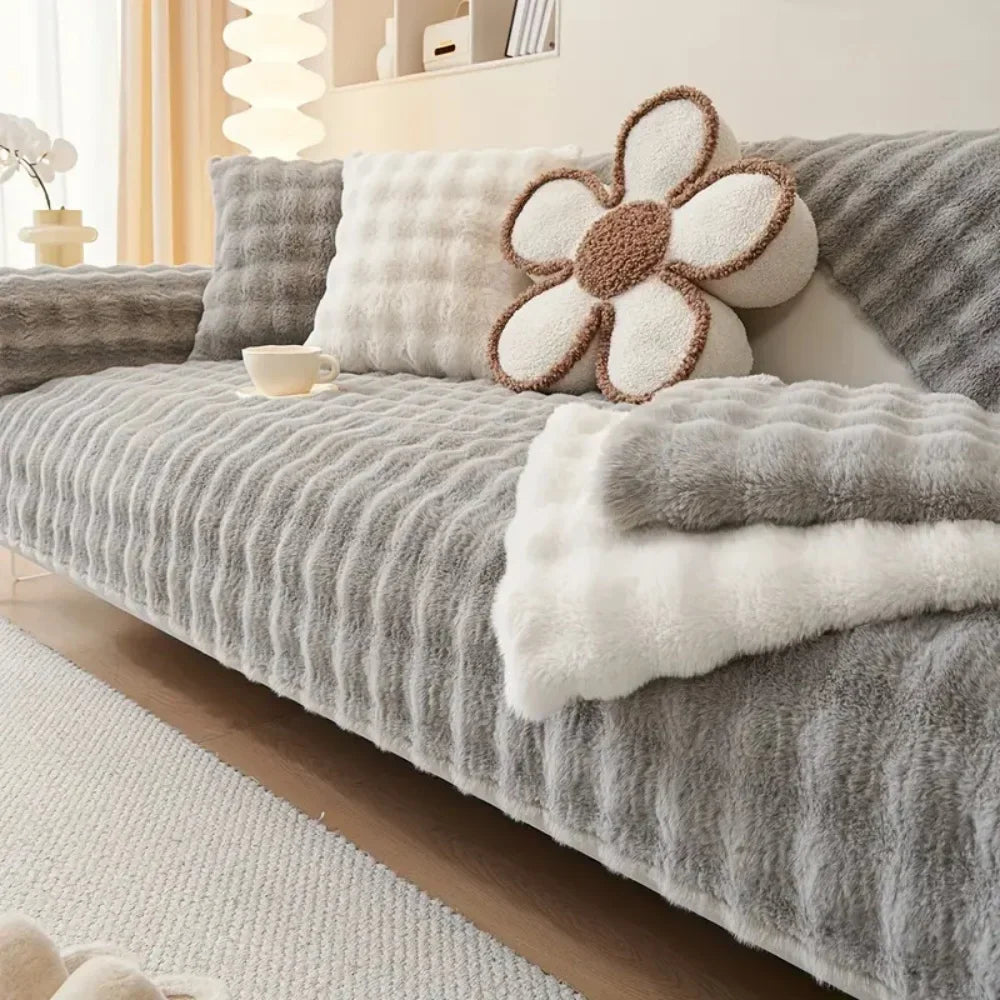 Waffle Faux Fur Sofa Cover