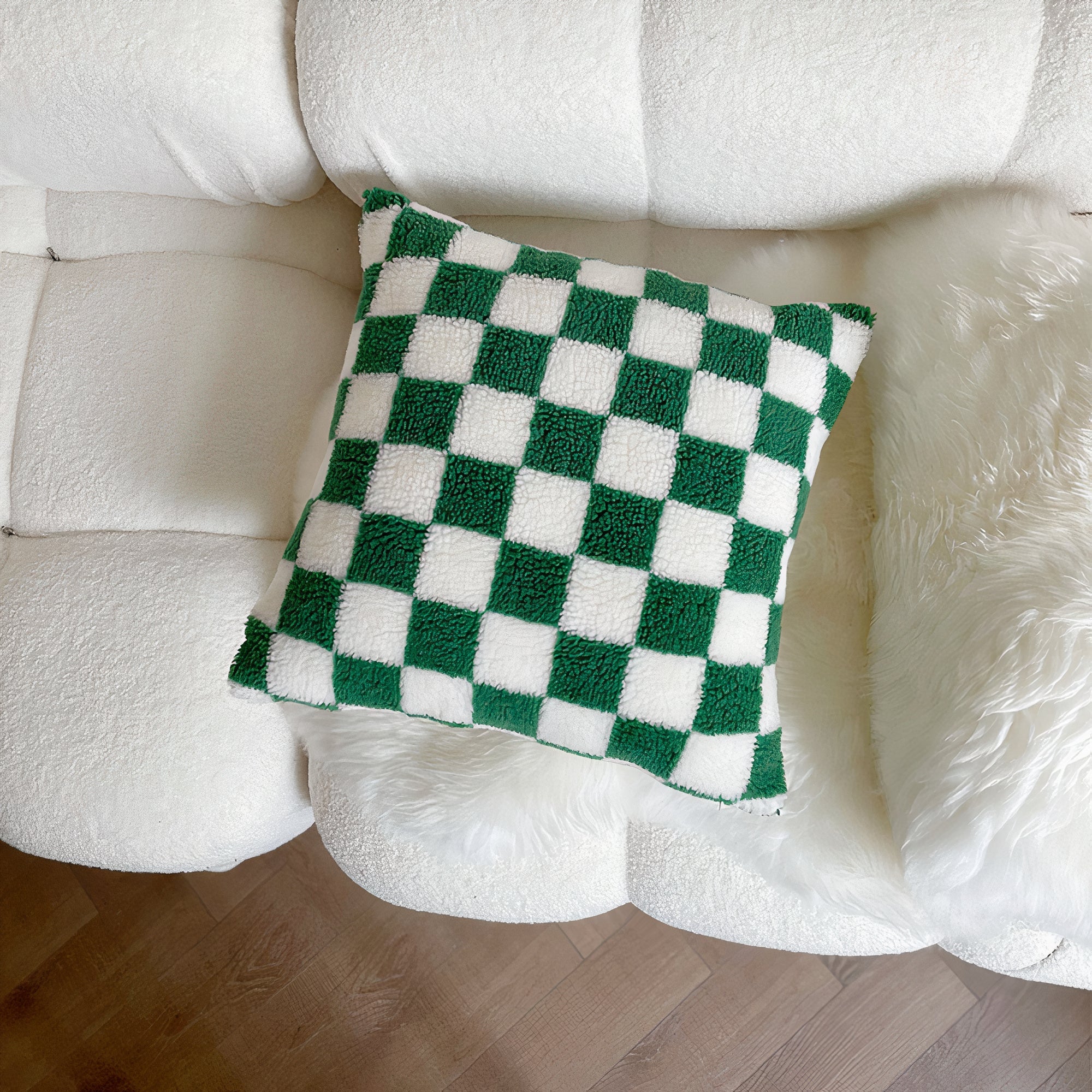 Checkerboard Boucle Cushion Cover