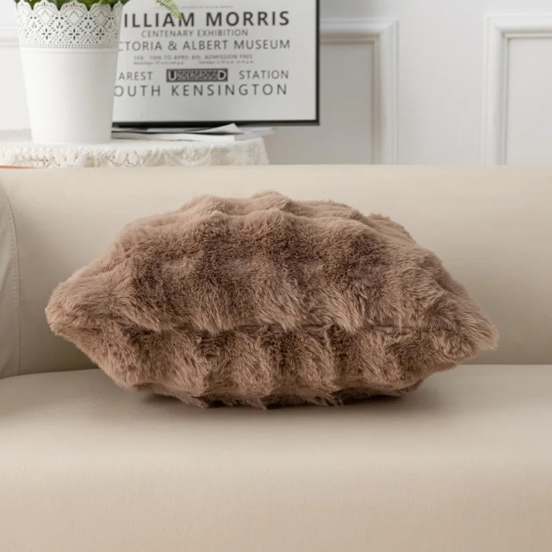 Waffle Faux Fur Cushion Cover