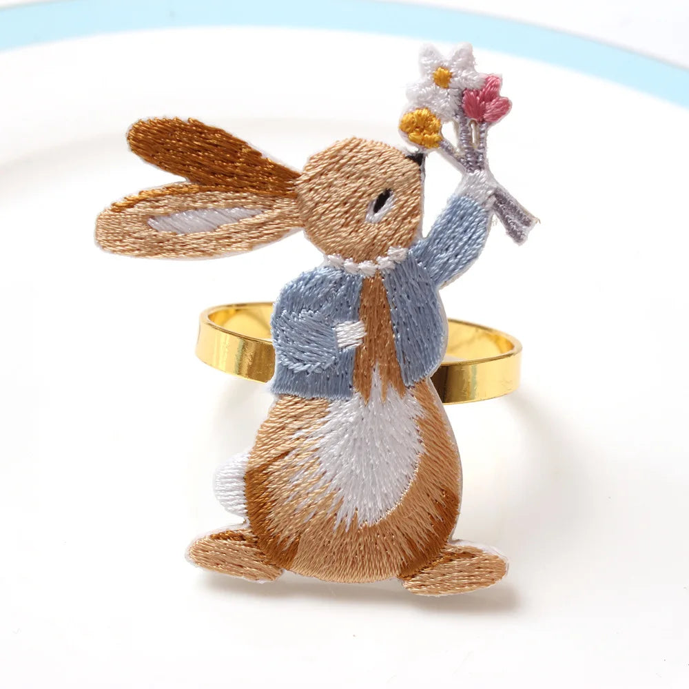 Embroidered Bunny Napkin Ring