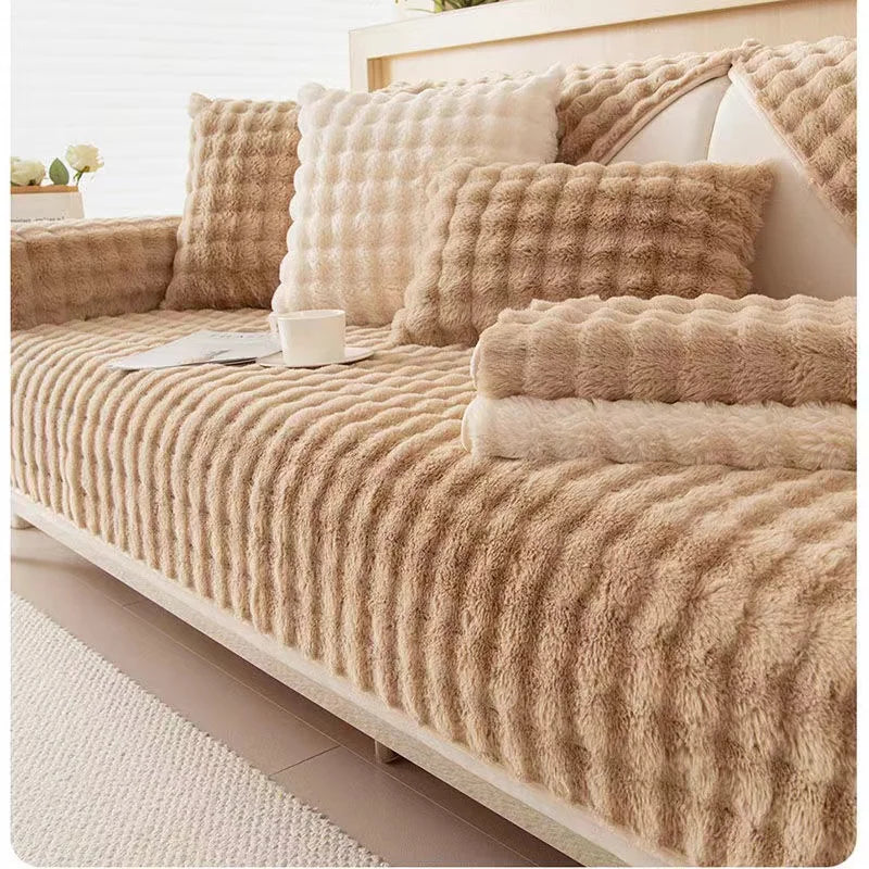 Waffle Faux Fur Sofa Cover