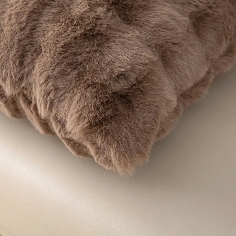 Waffle Faux Fur Cushion Cover