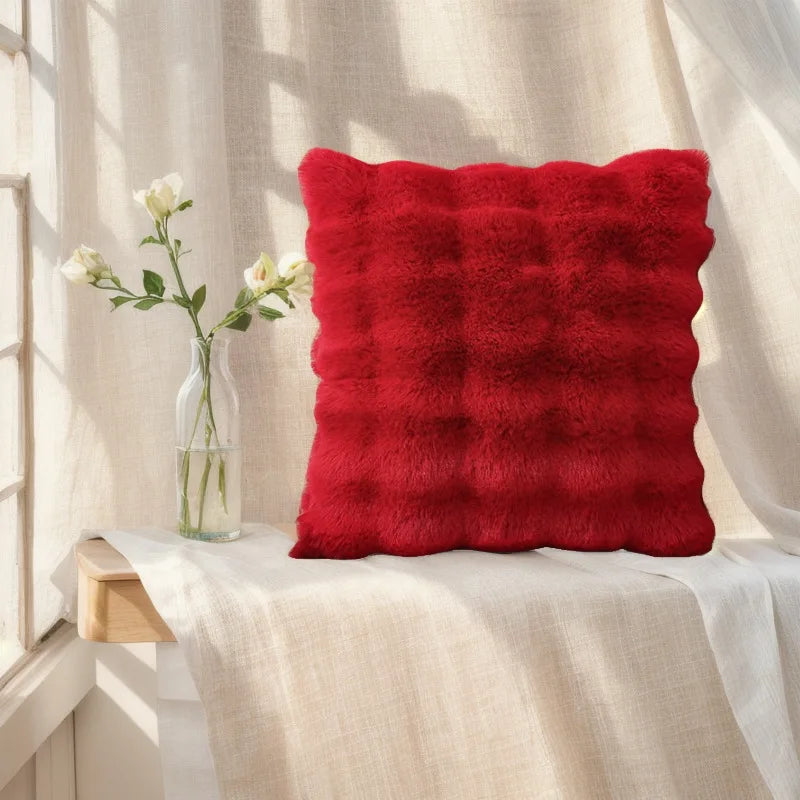 Waffle Faux Fur Cushion Cover