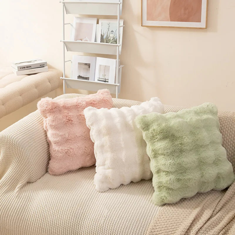 Waffle Faux Fur Cushion Cover