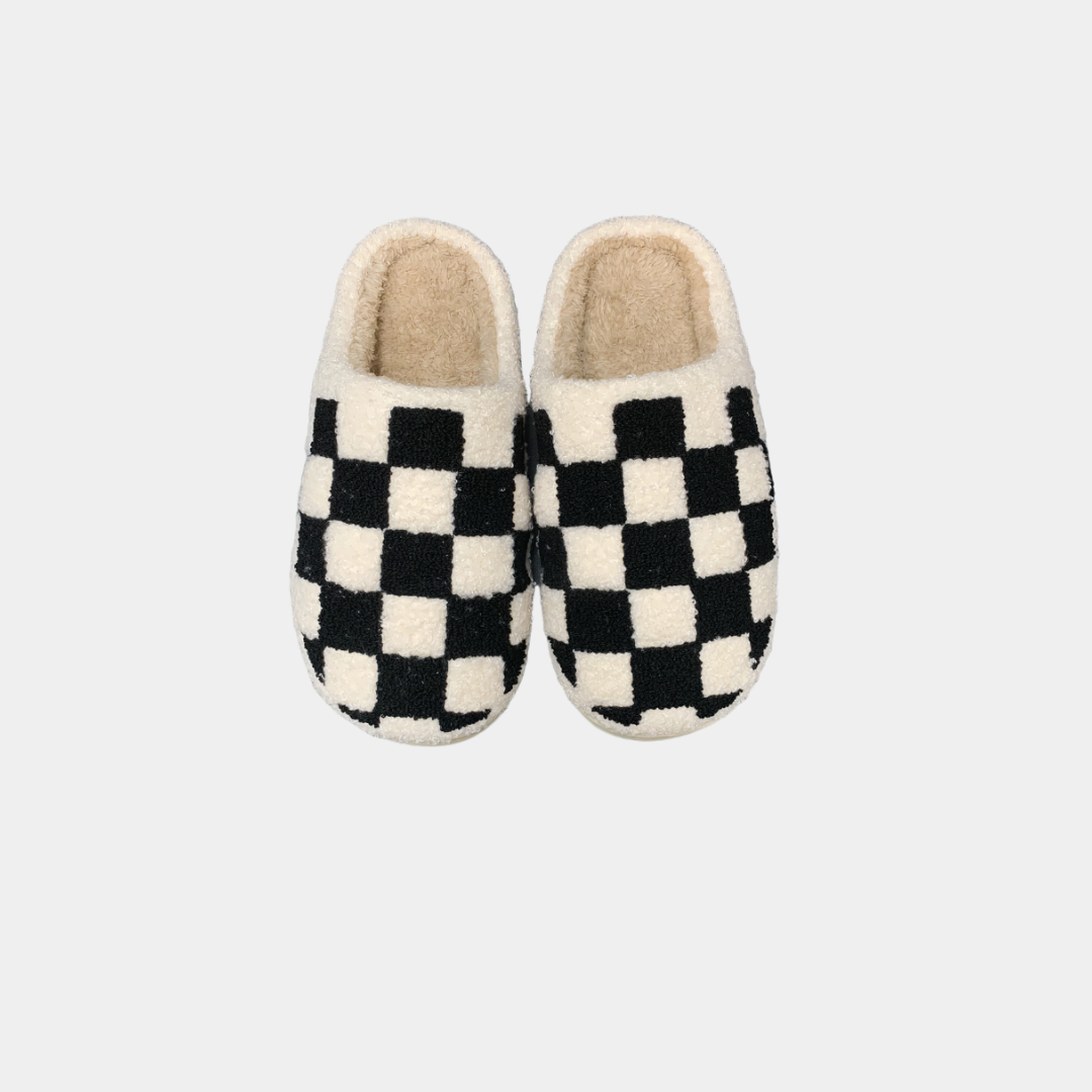 Checkerboard Sherpa Slippers