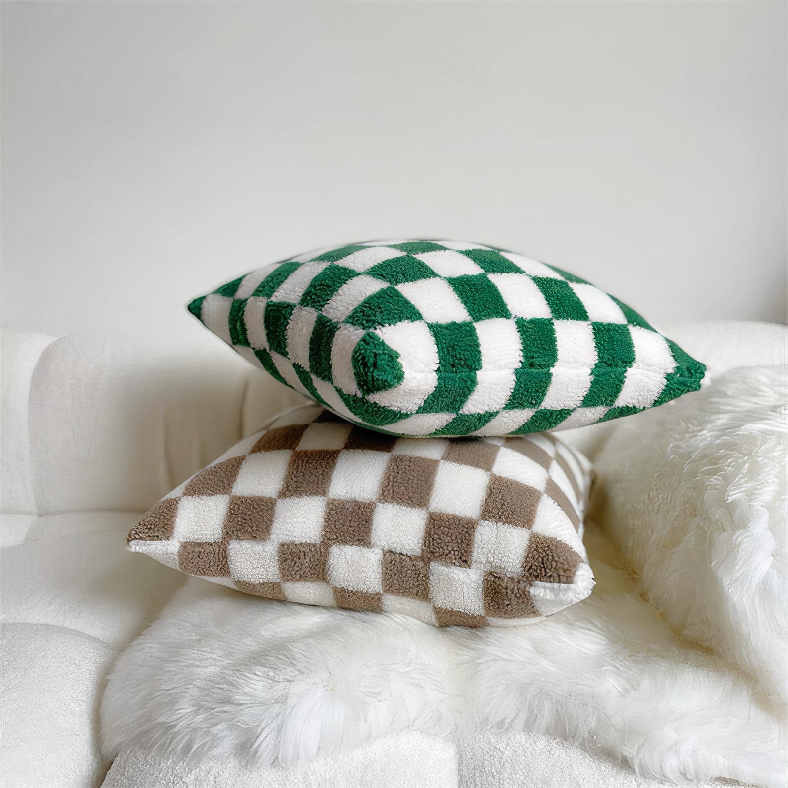 Checkerboard Boucle Cushion Cover