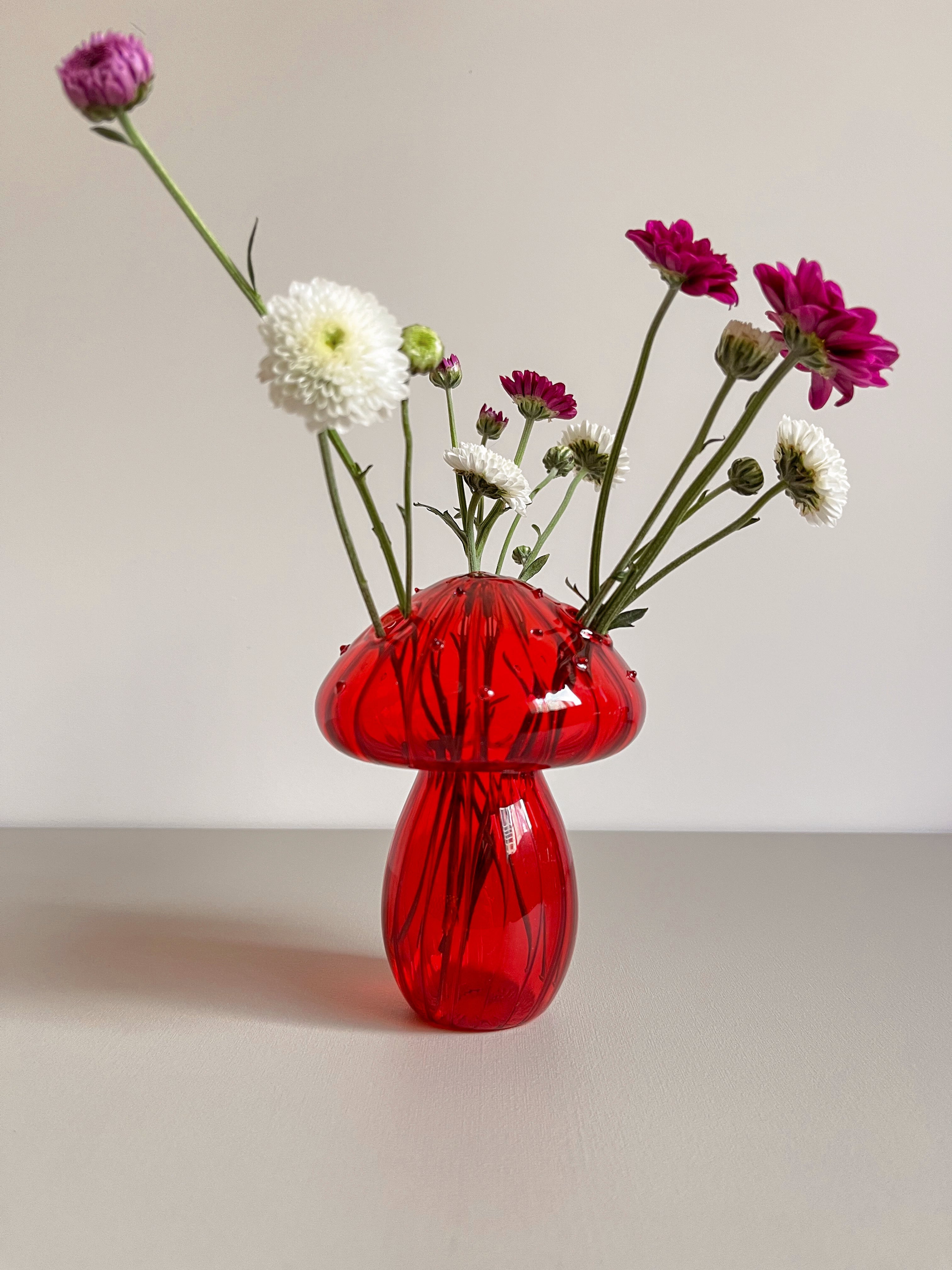 Colorful Mushroom Glass Vase