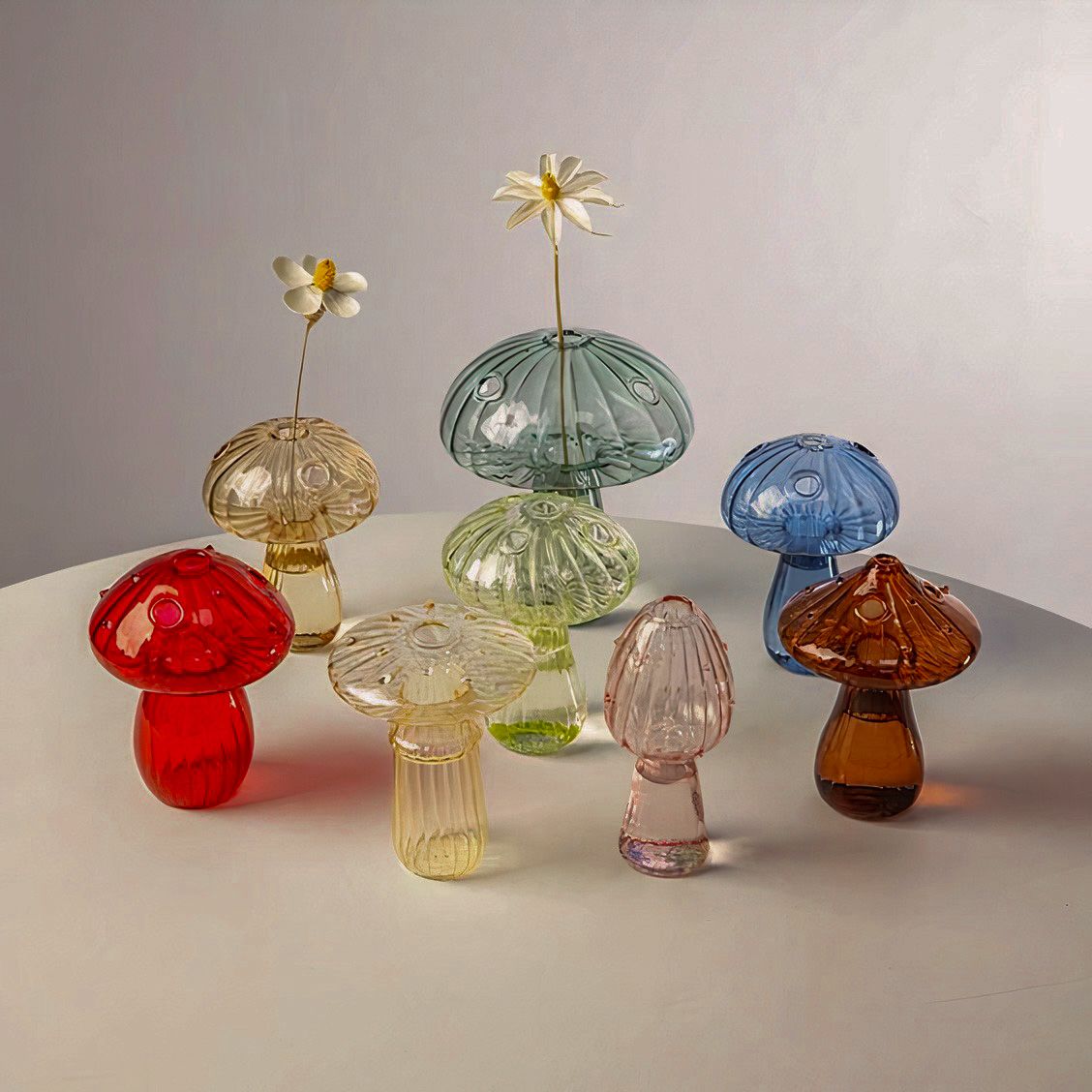 Colorful Mushroom Glass Vase