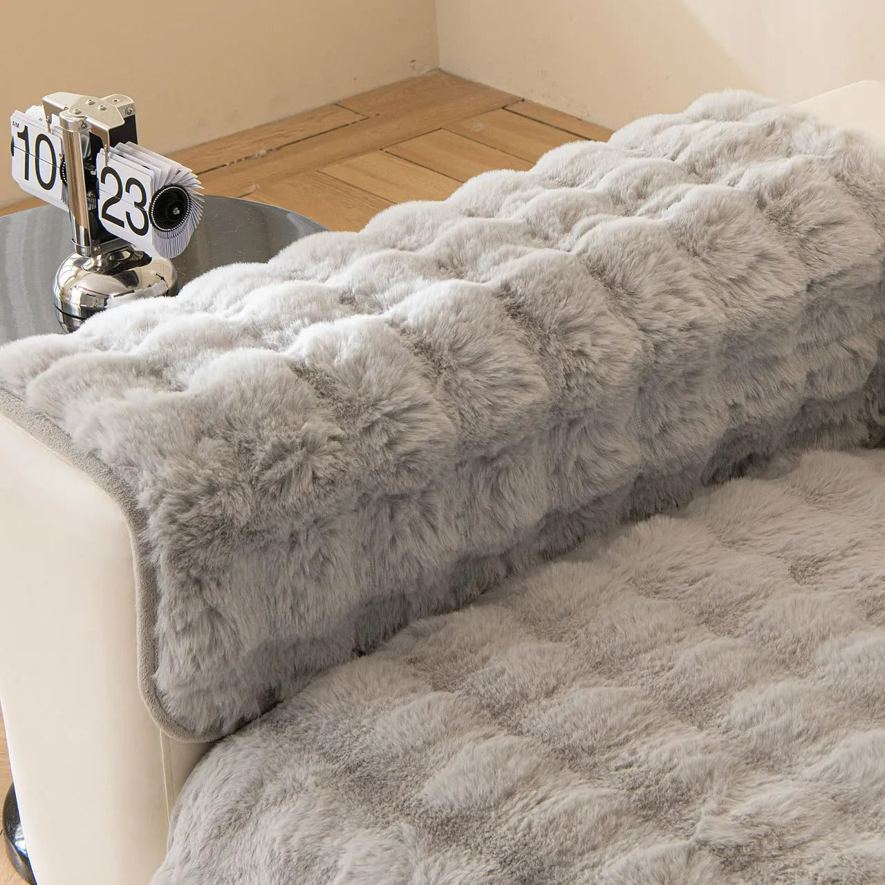 Waffle Faux Fur Sofa Cover