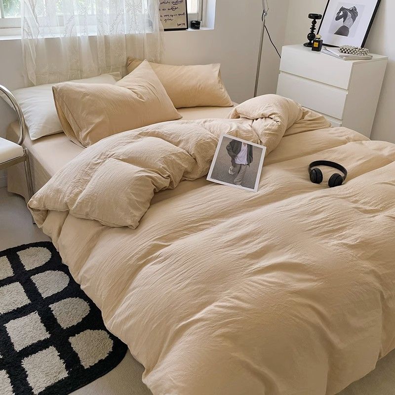 Vanilla Solid Washed Cotton Duvet Cover