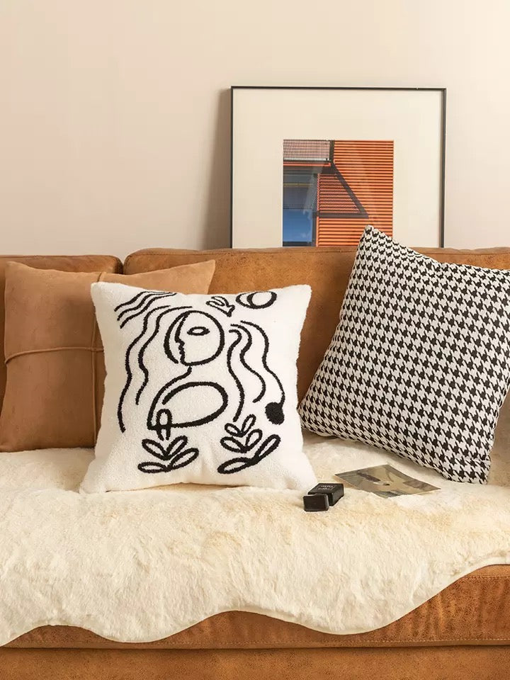 Modern Embroidered Cushion Cover