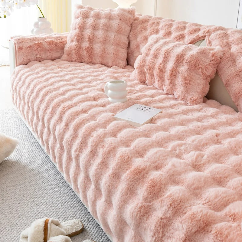 Waffle Faux Fur Sofa Cover