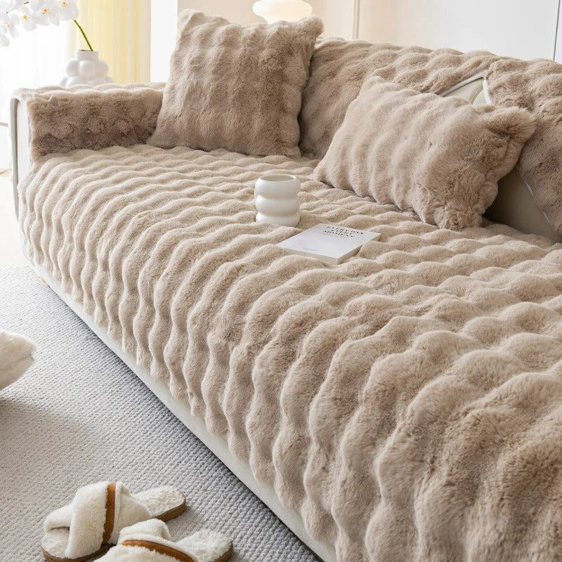 Waffle Faux Fur Sofa Cover