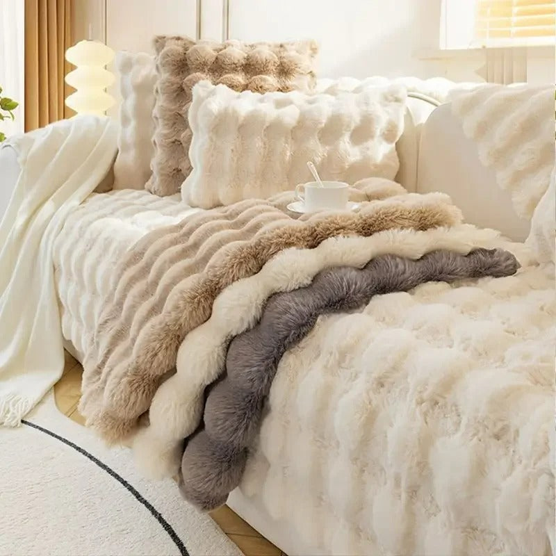 Waffle Faux Fur Sofa Cover